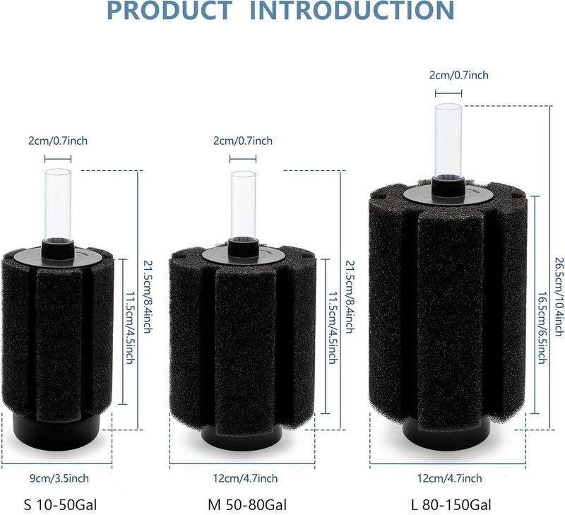 DVHEY Aquarium Large Sponge Filter 80-90 Gal with Air Stone and Bio Ceramic Media, Quiet Sponge Filter for Fry, Betta, Shrimp Aquarium Fish Tank - Image 5